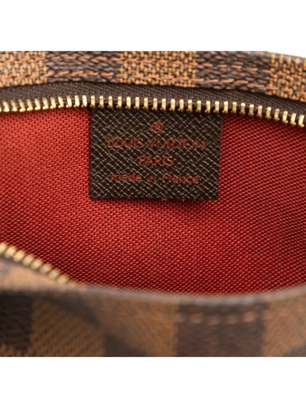 Louis Vuitton Damier Trousse Makeup Pouch Handbag Brown Leather